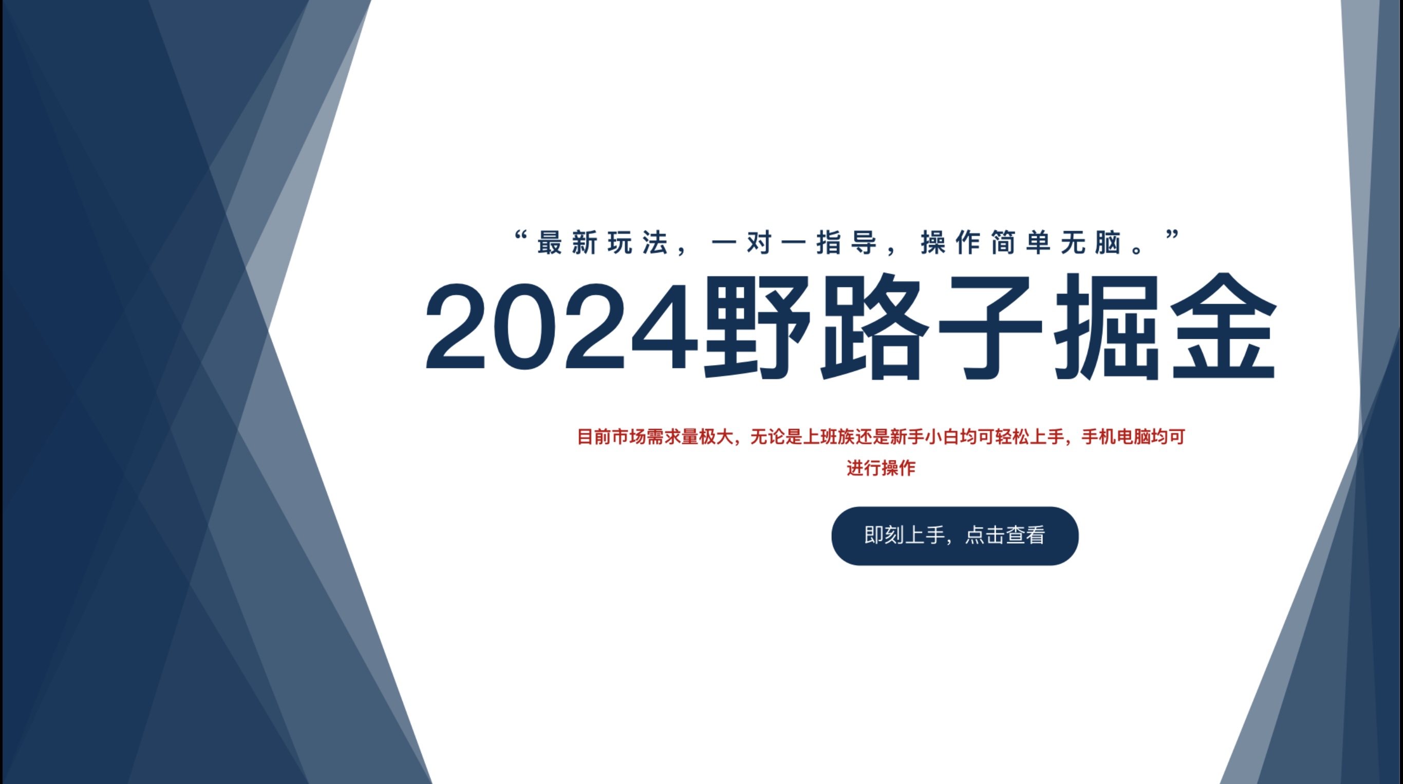 2024野路子掘金，最新玩 法， 一对一指导，操作简单无脑。-先锋思维