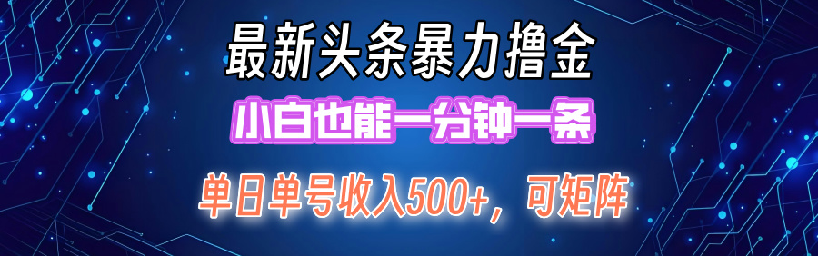 最新头条撸金，小白也能一分钟一条-先锋思维