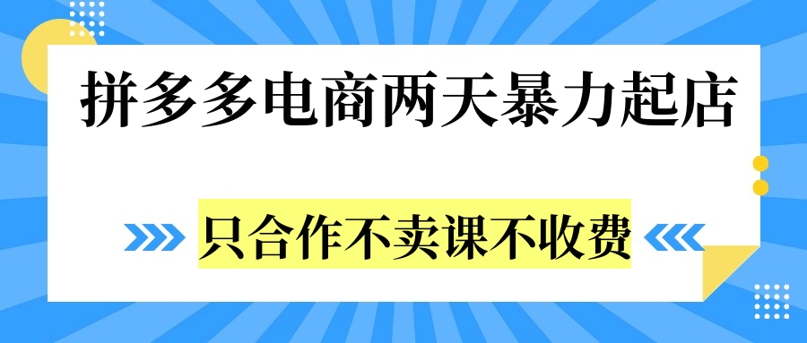 拼多多两天暴力起店，只合作不卖课不收费-先锋思维