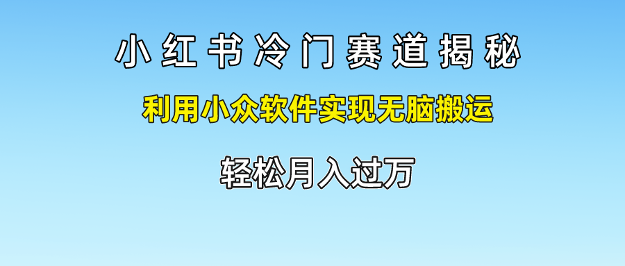 小红书冷门赛道揭秘,轻松月入过万，利用小众软件实现无脑搬运，-先锋思维