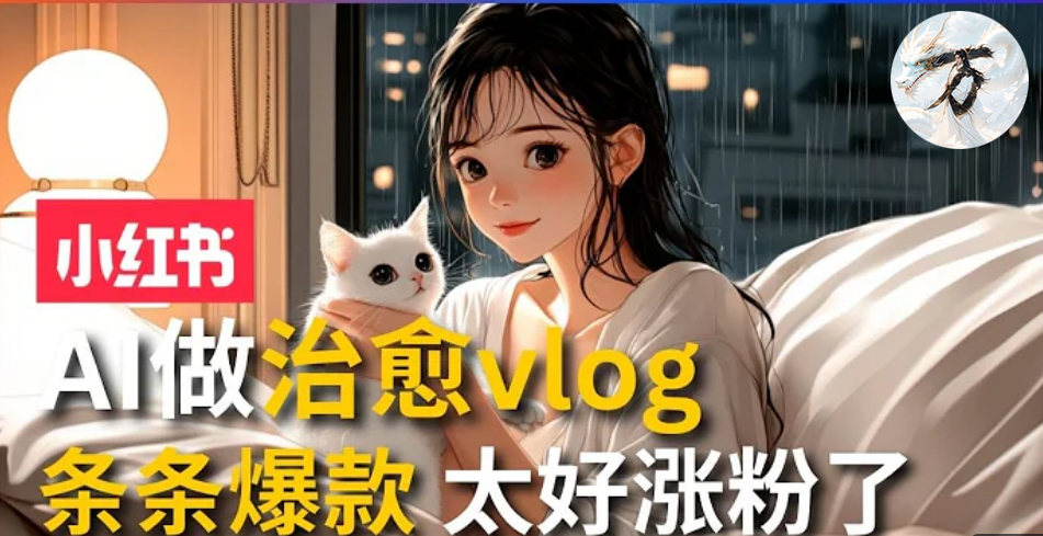 AI治愈系vlog动画视频，小红书7天 涨粉破千，商单报价1500+，0成本制作，日入2000+，有手就会 -先锋思维