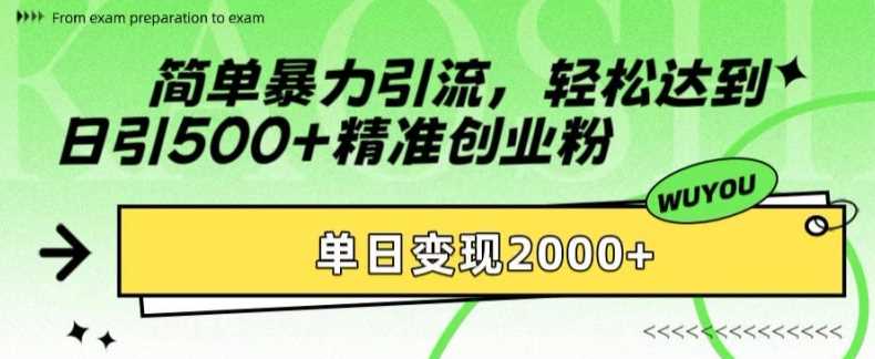 简单暴力引流轻松达到日引500+精准创业粉，单日变现2k【揭秘】-先锋思维