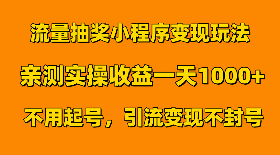 流量抽奖小程序变现玩法，亲测一天1000+不用起号当天见效-先锋思维