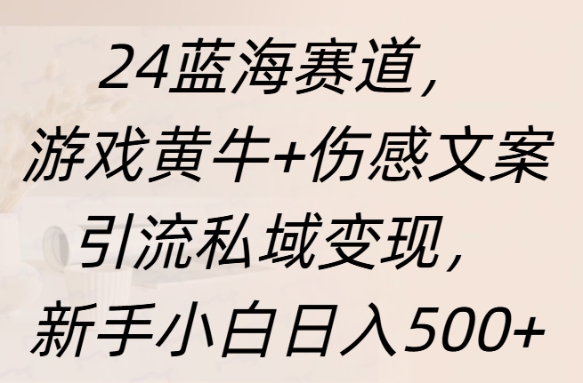 24蓝海赛道，游戏黄牛+伤感文案引流私域变现，新手日入500+-先锋思维