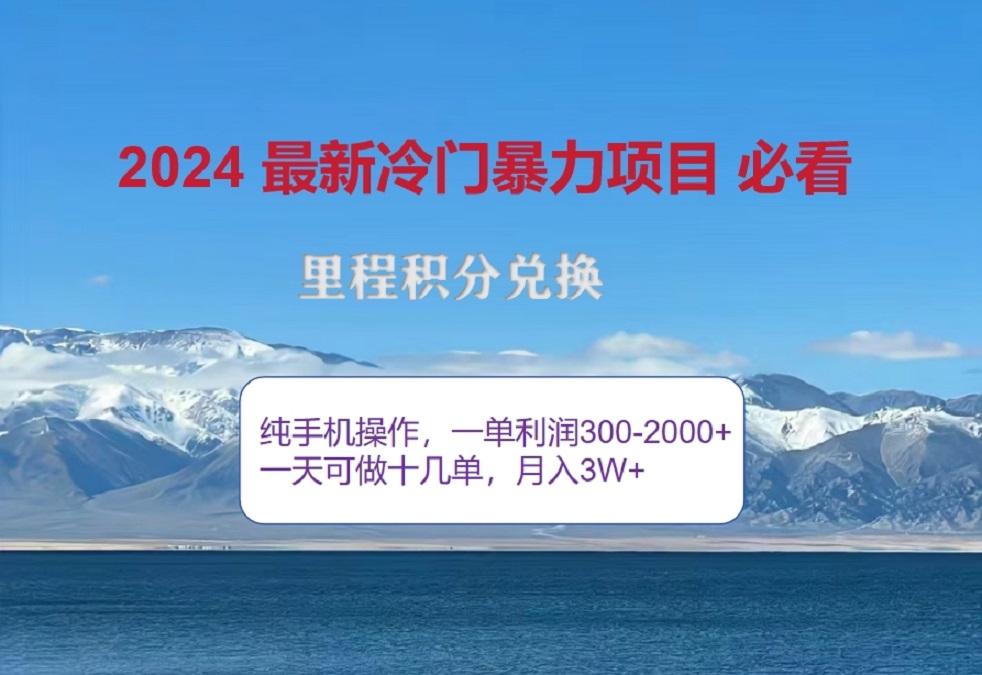 2024惊爆冷门暴利！出行高峰来袭，里程积分，高爆发期，一单300+—2000+，月入过万不是梦！-先锋思维