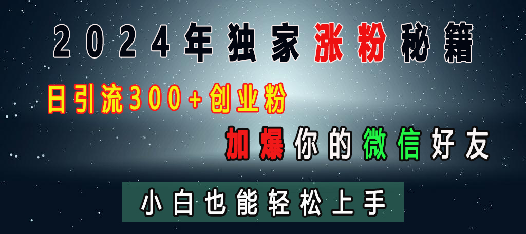 2024年独家涨粉秘籍，日引流300+创业粉，加爆你的微信好友，小白也能轻松上手-先锋思维