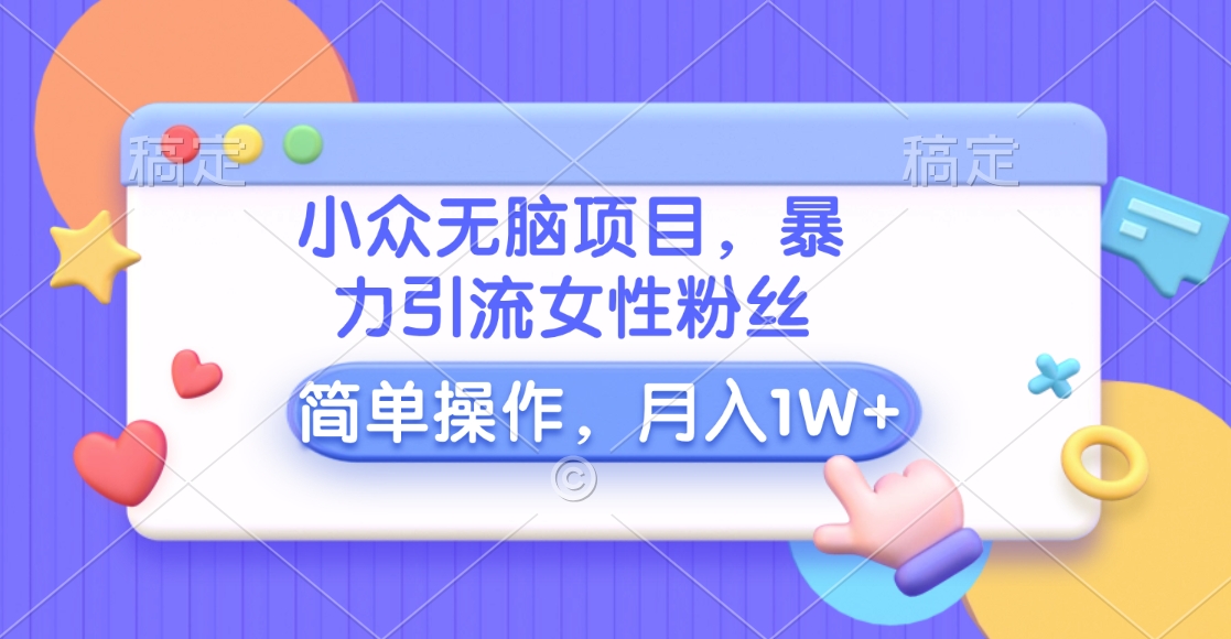 小众无脑项目，暴力引流女性粉丝，简单操作，月入10000+元-先锋思维