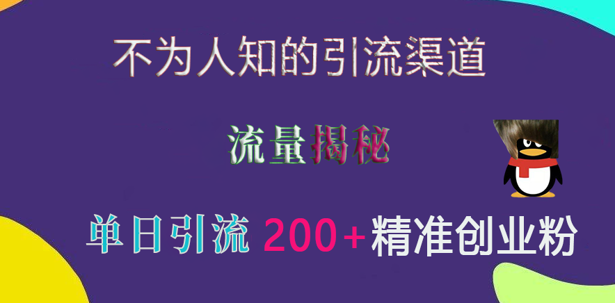 不为人知的引流渠道，流量揭秘，实测单日引流200+精准创业粉-先锋思维